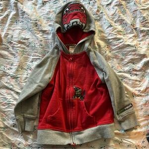Gymboree x Dinotrux Zip-Up Character Hoodie - Red/Grey - Size XS (4)